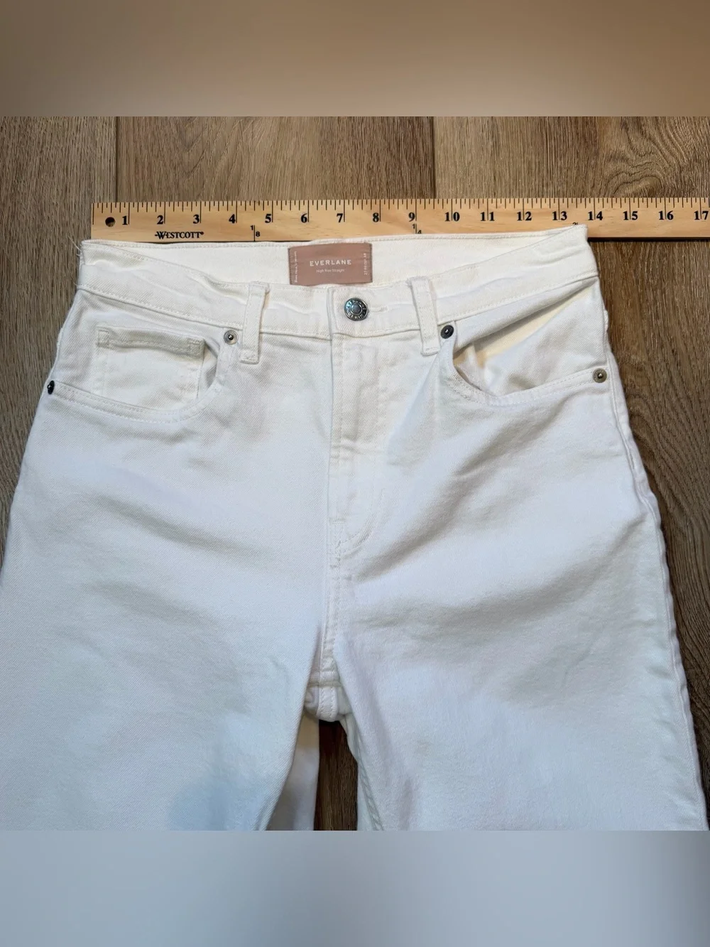 Everlane High Rise Straight Leg Jeans Ecru 27 Reg EUC
